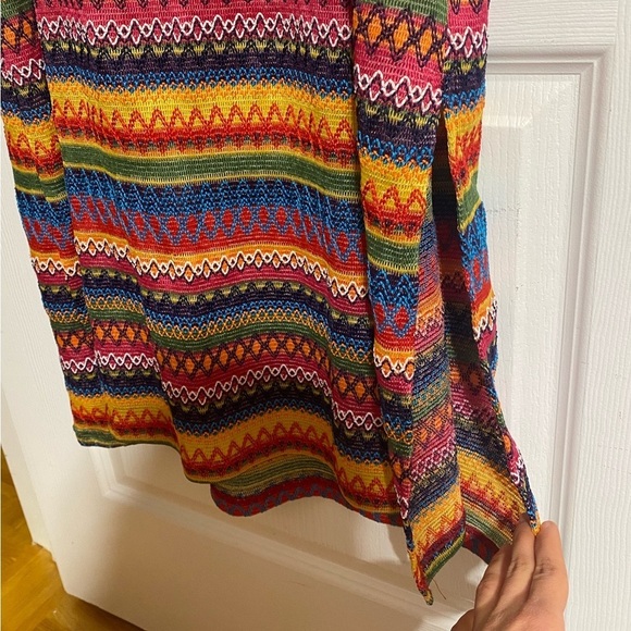 Cider Colourful Striped Beachy Boho V-Neck Front Tie Slit Maxi Dress Size XL - Picture 7 of 12